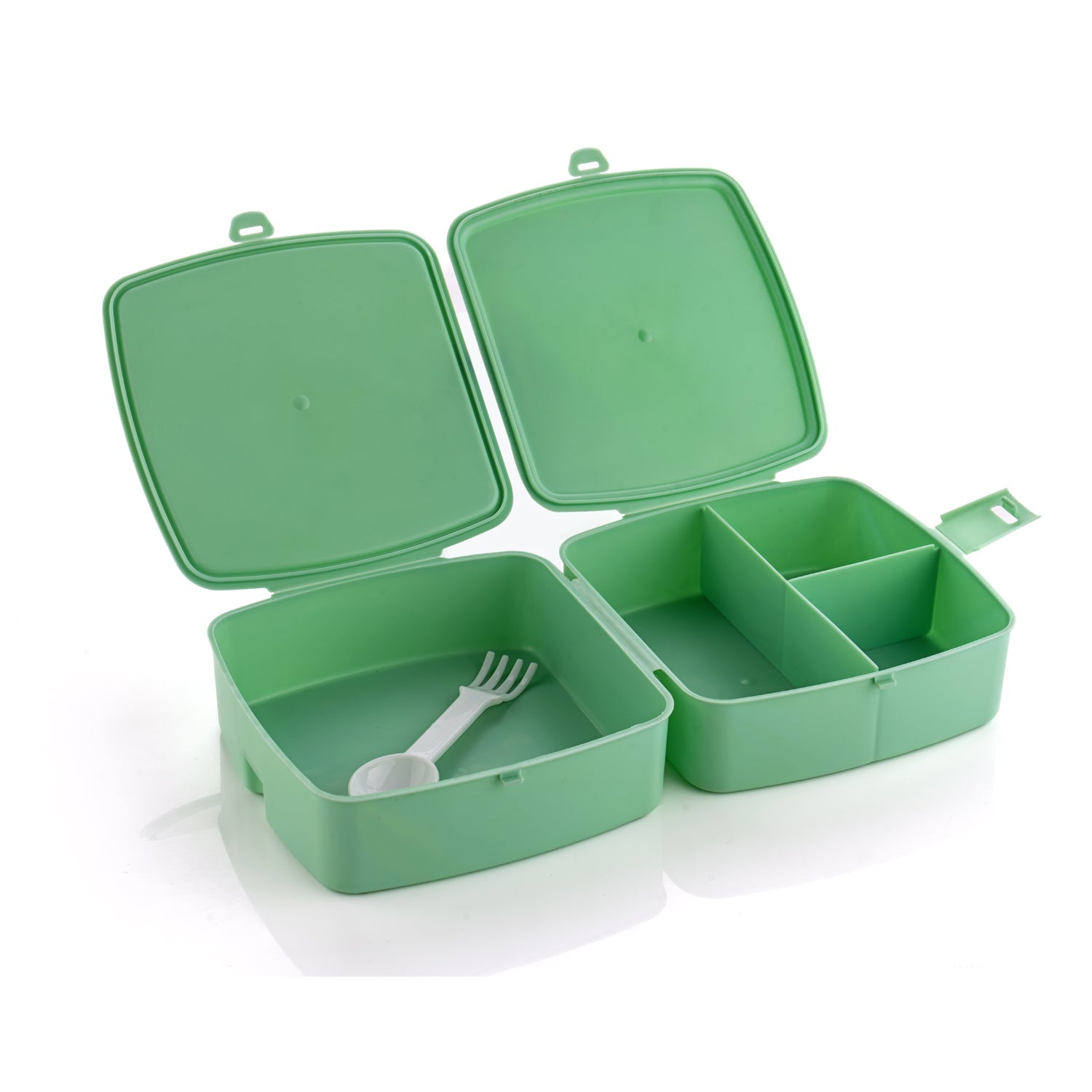 5787 Double-Layer Square Lunch Box with Spoon , 4 Compartment Tiffin & Push Lock , Plastic Tiffin Box for Travelling, School Kids & Office Exclusive, Home 5787 Double-Layer Square Lunch Box with Spoon , 4 Compartment Tiffin & Push Lock , Plastic Tiffin Box for Travelling, School Kids & Office Exclusive, Home